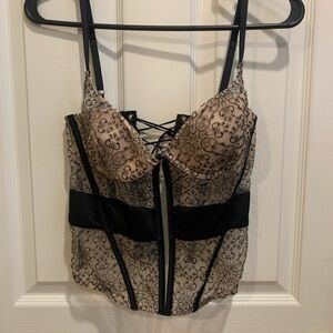 Victoria's Secret Black and Tan Floral Lace Top